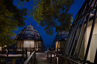 The spa at The Ritz-Carlton, Langkawi is home to five cocoon-shaped pavilions which float above the sea and have been designed to resemble the intricately woven fish traps that have used by local fishermen for centuries.