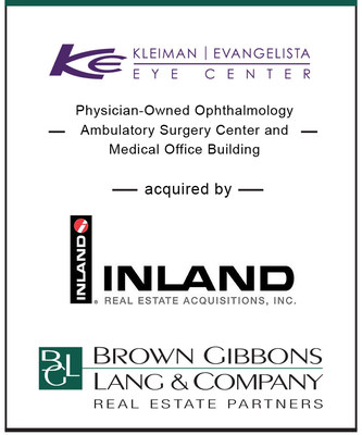 BGL Real Estate Partners (BGLREP), a division of Brown Gibbons Lang & Company (BGL), is pleased to announce the real estate sale of the Kleiman | Evangelista Eye Center, located in Arlington, Texas to Inland Private Capital. BGLREP’s National Healthcare Real Estate team served as the exclusive advisors to the sellers in the transaction. BGLREP has completed 40 healthcare real estate sale transactions over the past 24 months for a total value of nearly $750 million.