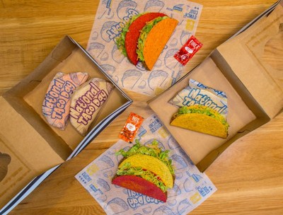 Taco Bell will be offering a National Taco Day Gift Set in participating restaurants on October 4th only, equipped with customers’ four classic Taco Bell tacos for five dollars: Nacho Cheese, Cool Ranch, and Fiery Doritos Locos Tacos and, of course, the iconic Crunchy Taco, all “gift wrapped” in a limited edition wrapper and specially boxed.