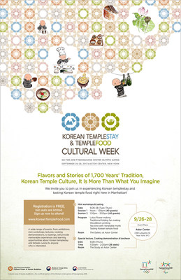 KOREAN TEMPLESTAY & TEMPLEFOOD CULTURAL WEEK in New York on Sep 24-30