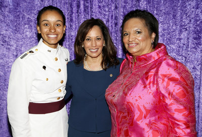 The Black Women’s Agenda, Inc. (BWA) celebrated its 40th anniversary by honoring the achievements of six phenomenal women at its Annual Symposium Workshop & Awards Luncheon on September 22, 2017 in Washington, D.C. BWA President Gwainevere Catchings Hess, right, is pictured here with awardees Cadet Simone Askew, left, the first African-American woman to lead the Corps of Cadets at West Point, and U.S. Senator Kamala Harris. (Paul Morigi/AP Images for The Black Women's Agenda, Inc.)