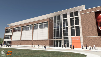 The Michael and Anne Greenwood School of Music at Oklahoma State University, depicted in this conceptual rendering, will house music laboratories, classrooms, rehearsal spaces and premier teaching studios. It will be located adjacent to The McKnight Center for the Performing Arts, currently under construction. Both are scheduled to open in fall 2019 and will further propel music education and performing arts programs at OSU. The New York Philharmonic will perform at The McKnight Center’s debut.