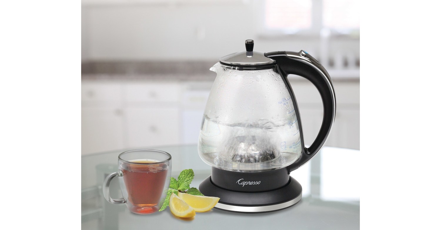 Capresso H2O Glass RapidBoil Kettle With a Sleek New Ergonomic Design for the Kitchen, Office