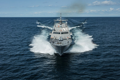 The future USS Little Rock (LCS 9), the fifth Freedom-variant LCS delivered to the U.S. Navy, underway during Acceptance Trials in Lake Michigan on August 25, 2017. The future USS Little Rock (LCS 9) will be commissioned in Buffalo later this year.