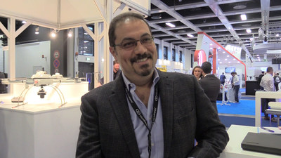Dr. Mohamed Mostafa, Director of Microdrones mdSolutions Team, at the Microdrones Booth, Intergeo Hall 6.1, IAS.A050