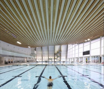 LMLGA -- Lower Mainland Local Government Association: City of Surrey for the Grandview Heights Aquatic Centre. Courtesy: Ema Peter Photography (CNW Group/Canadian Wood Council for Wood WORKS! BC)