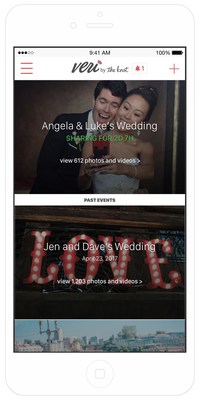Veri, the first and only photo-sharing app focused on weddings and events that automatically shares photos from the user’s built-in camera on their mobile device.