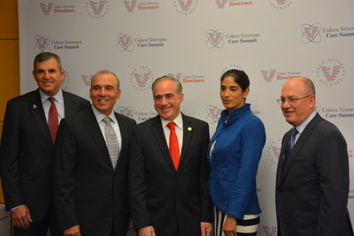 Wounded Warrior Project CEO Lt. Gen. (Ret.) Mike Linnington joins Dr. Anthony Hassan, CEO of Cohen Veterans Network; Dr. David Shulkin, Secretary of the VA; Dr. Magali Haas, CEO of Cohen Veterans Bioscience; and Steven A. Cohen, CEO of Project 72 Asset Management before announcing the partnership to launch biomarker research at Warrior Care Network Medical Centers. This research will help better target individualized treatment of PTSD and TBI.