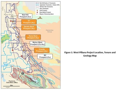 Figure 1- West Pilbara Project Location, Tenure and Geology Map (CNW Group/Chalice Gold Mines Limited)