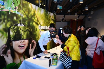 Attendees in Stockholm, Sweden experiencing VR glasses