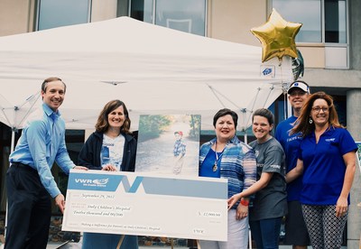 VWR presented a $12,000 check to Duke Children's. The event honored the memory of Howell Brown III. (L to R): Jonathan Yoppi, VP of Segment Solutions for E&MR at VWR; Dr. Corinne Linardic, Associate Professor of Pediatrics at Duke Children's; Sue Brown, mother of Howell Brown III; Kristi Oristian, Pediatric Cancer Researcher at Duke Children's; Stacey Pope, Manager of Major Accounts for E&MR/Healthcare at VWR; Lynn Moore, Director of Region Sales for E&MR/Healthcare at VWR.