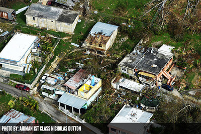 The largest federal employee union, the American Federation of Government Employees, is calling on President Trump and members of Congress to expedite the pace of recovery efforts for the 3.5 million American citizens in Puerto Rico and the U.S. Virgin Islands who are struggling in the aftermath of Hurricane Maria. Above is an aerial photo of northern Puerto Rico taken on Sept. 26 by the U.S. Air Force’s Civil Air Patrol, in cooperation with the Air National Guard.