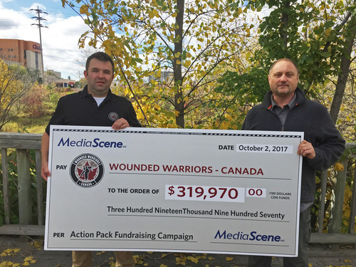 Wounded Warriors Canada Partnerships Director David Macdonald (Left) and MediaScene Director Tod Dube (Right). (CNW Group/Wounded Warriors Canada)
