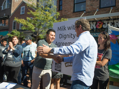 Ben & Jerry's and Migrant Justice sign Milk with Dignity Agreement on  October 3, 2017 in Burlington, VT