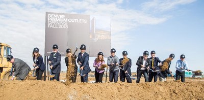 Local officials and executives from Simon break ground for Denver Premium Outlets on October 5, 2017.