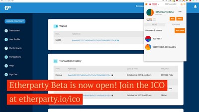 Etherparty Beta Goes Live with 3 Real World Use Cases (CNW Group/Etherparty)