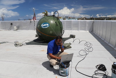 Victor Vega, director of emerging products, operates GATR antenna system.