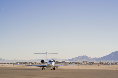 The Gulfstream G650ER lands in Las Vegas after setting five speed records.