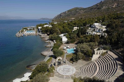 Wyndham Hotel Group offers meeting planners creative spaces in many destinations including the open-air amphitheater above, shared by Wyndham Loutraki Poseidon Resort and Ramada Loutraki Poseidon Resort in Greece.