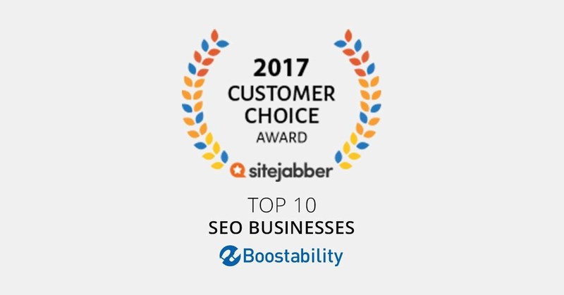 Boostability wins Sitejabber's 2017 customer choice award for top SEO business.