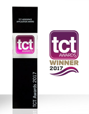 The TCT Aerospace Application Award trophy won by Sciaky, Inc. for its industry-leading EBAM metal 3D printing technology.