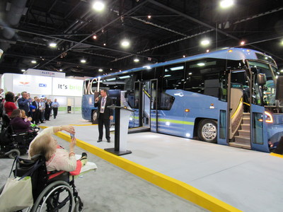 MCI President Ian Smart unveils a breakthrough in commuter rider ADA accessibility with the all new D45 CRT LE for public transit systems