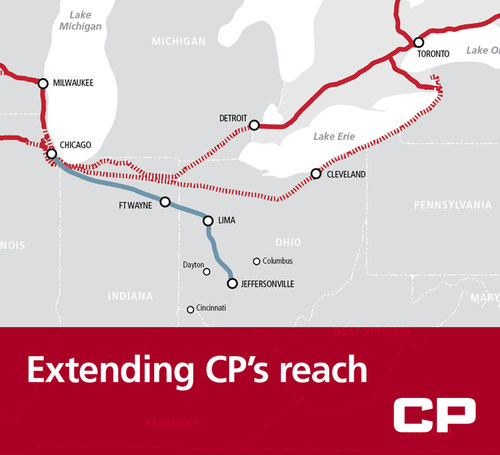 CP today announced a new partnership with Genesee & Wyoming Inc. and Bluegrass Farms of Ohio that will open up the Ohio Valley to CP customers and further extend CP’s reach into key North American markets. (CNW Group/Canadian Pacific)