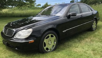 Excellent 2001 Mercedes-Benz S600 sedan, 40,257 original miles, classic black with tan interior. Est. $15,000-$25,000