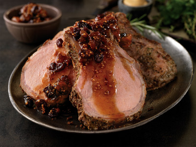 Dijon And Herb-Crusted Pork Chops with Dried Fruit Mostarda