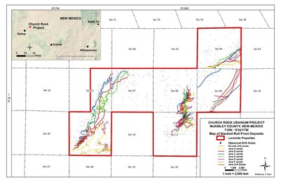 Figure 1: Map of the Church Rock Project and Stacked Roll-Fronts (CNW Group/Laramide Resources Ltd.)