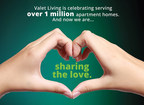 Valet Living Reaches Milestone One Million Apartment Homes in Service and Celebrates by Sharing the Love