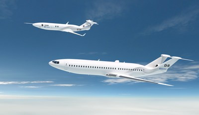 Aurora's subsonic D8 X-Plane (XD8, top) and D8 commercial aircraft (bottom) concept. (PRNewsfoto/Aurora Flight Sciences)