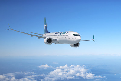 WestJet a dévoilé son premier appareil Boeing 737 MAX le 10 octobre 2017 sur son campus de Calgary. (Groupe CNW/WestJet)