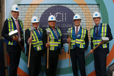 GWL Realty Advisors officially begin construction of Vancouver Centre II. Left-right: Nick MacRae, Healthcare of Ontario Pension Plan; Stephen Taylor, Healthcare of Ontario Pension Plan; Raymond Louie, Acting Mayor, City of Vancouver; Paul Finkbeiner, GWL Realty Advisors; James Midwinter, GWL Realty Advisors. (CNW Group/GWL Realty Advisors)