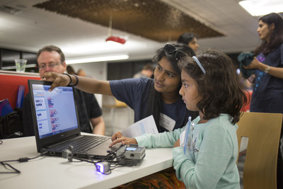 Girls getting excited about a future in STEM through the Girl Powered event made possible by VEX Robotics, the Robotics Education & Competition Foundation, and Texas Instruments.