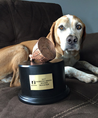 Rooster with Hambone Award honoring Nationwide's most unusual pet insurance claim of the year.