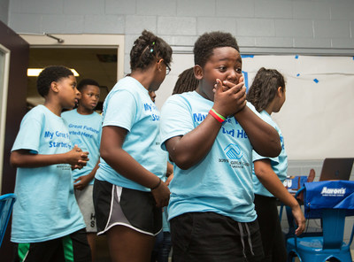 Today Aaron's, Inc. and Progressive Leasing announced the locations for the 2017-2018 Boys & Girls Clubs of America Keystone Club Makeovers as part of their national, multi-year partnership with the organization. Pictured here: In late September, Aaron's surprised teens by unveiling a newly-renovated Keystone Teen Center at the Wake Forest Boys & Girls Club. The event marked the 22nd Keystone Club refresh by Aaron's, Inc. in communities across the U.S.