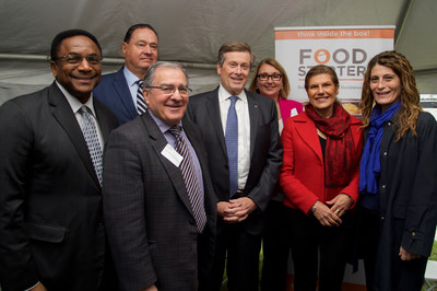 John Tory, Mayor of Toronto, Councillor Frank Di Giorgio, Councillor Michael Thompson, Councillor Mary Fragedakis and Minister Laura Albanese joined Dana McCauley and Ted McKechnie from Food Starter, a Canadian not-for-profit organization focused on supporting up-and-coming food businesses, to celebrate the official grand opening of the facility. (CNW Group/Food Starter)
