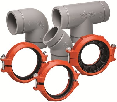 Victaulic introduces industry's first grooved joining solution for CPVC pipe featuring a comprehensive line of couplings, fittings and grooving tool.