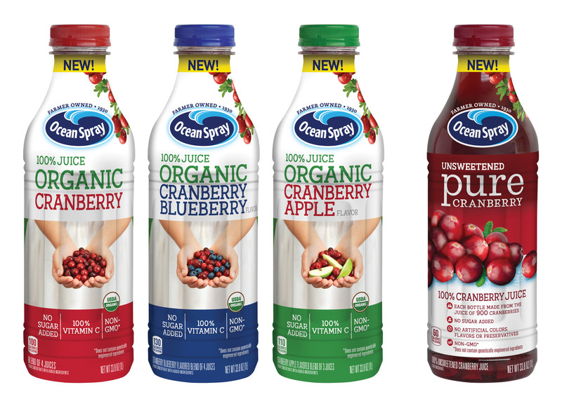 Ocean Spray Introduces Organic 100 Juice Blends And Pure Cranberry (Unsweetened) 100 Juice