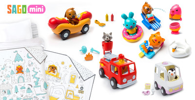 New thoughtfully-designed toys from Sago Mini: Easy Clean Bath Squirters, Vehicle Playsets and Tuck Me In Quilts (CNW Group/Sago Mini)