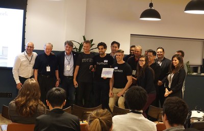 Winning startup "Humon" with the jury panel, among them leaders from ASICS, WeWork and HYPE Foundation (Photo taken by : Leon Gluk)