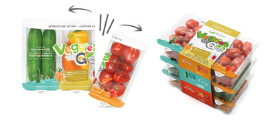 Mucci Farms - Veggies to Go packaging - 9 ounce package 3 tier 27 ounce package. Each individual compartment snaps off as 3 separate 3 ounce containers (CNW Group/Mucci Farms)