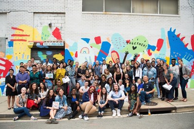Union Market District neighbors and friends celebrate the unveiling of Instagram’s #KindComments mural at Union Market.