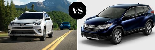 Both the 2018 Toyota RAV4 and the 2017 Honda CR-V are available now at Allan Nott Auto.