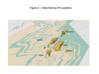 Figure 2 – Initial Hermes Pit Locations (CNW Group/Superior Gold)