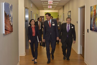 Seema Verma, Administrator of the Center for Medicare and Medicaid Services (CMS), visited Hartford Hospital, the first stop on her national listening tour. Verma is walking with Hartford HealthCare CEO Elliot Joseph and Hartford HealthCare Chief Medical Officer, Rocco Orlando, M.D.