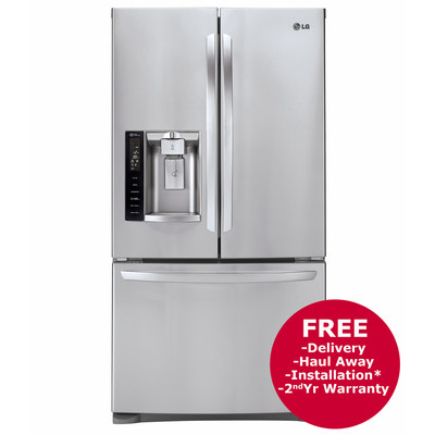 LG 27-Cu.-Ft. 3-Door French Door Refrigerator with Ice and Water Dispenser - Stainless Steel