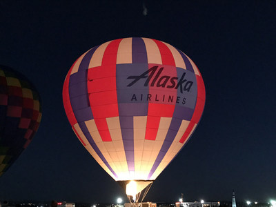 Alaska Airlines hot air balloon lights up the Albuquerque sky