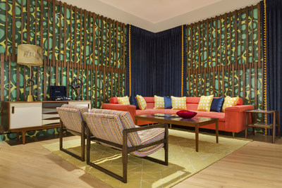 A 1950s lounge area is incorporated into the art collection. It was designed by Chris Goddard and shows how Davis’s art influenced home décor in the early 20th century.